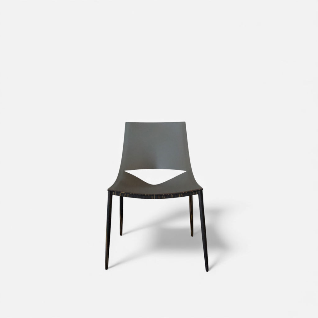 Brasilianischer Designerstuhl · Holzfurnier & Leder