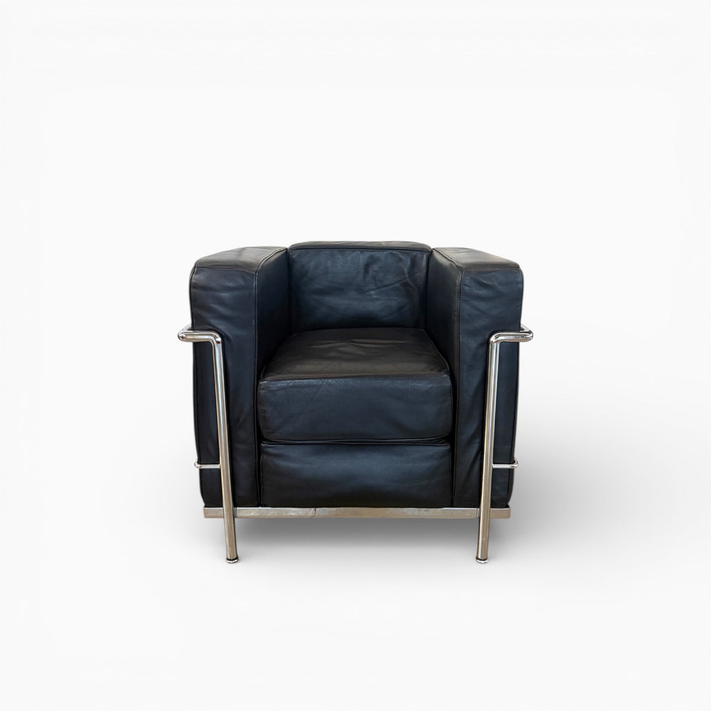 LC2 Sessel – Schwarzes Leder